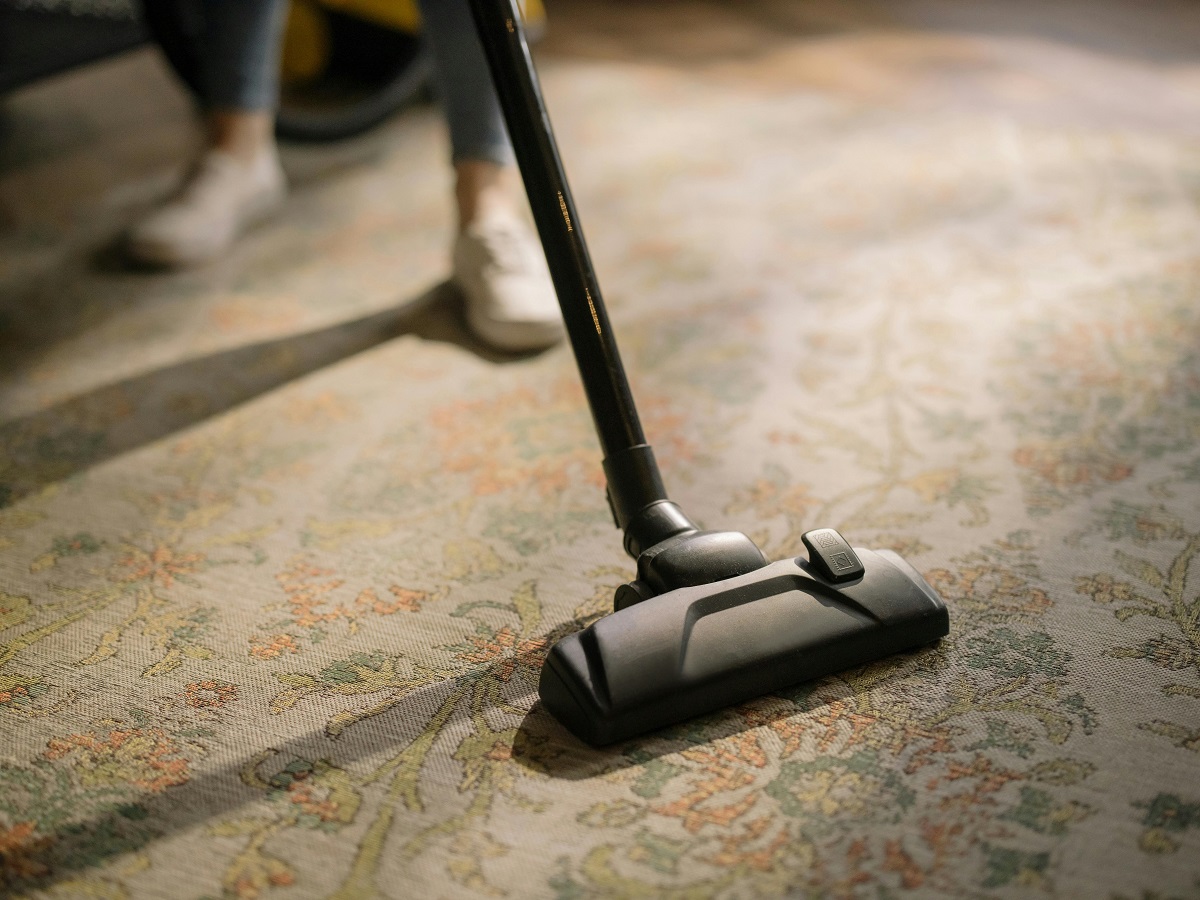 vacuum on a patterned carpet